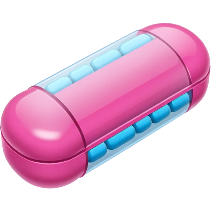 colorful cartoon-style antidepressant pill capsule form bright pink and blue colors simple clear design emoji