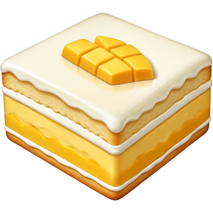 Piece of cake: vanilla biscuit, mango filling emoji