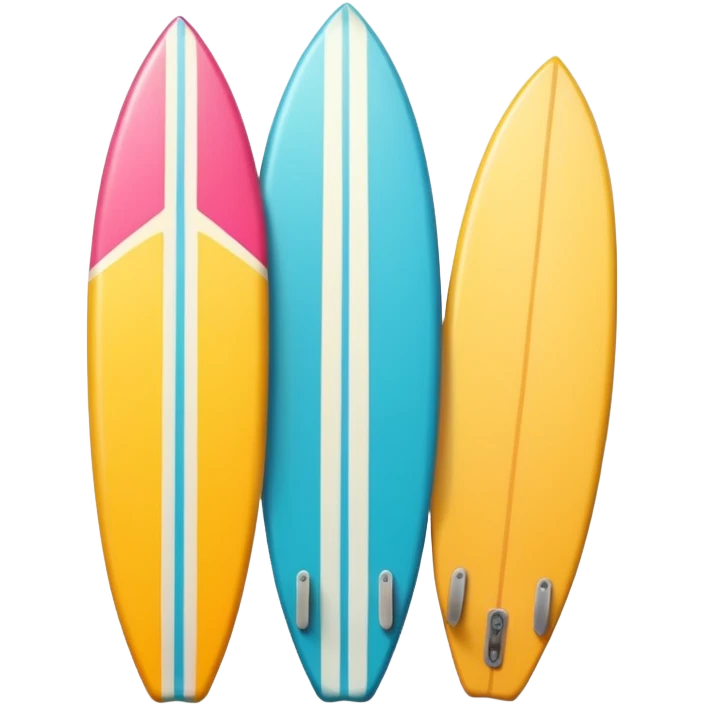 surfboard icon, tropical surfboard, glossy texture, bright colors, cute mobile game icon style, 3D cartoon, soft shadows, clean background, no text, no watermark emoji