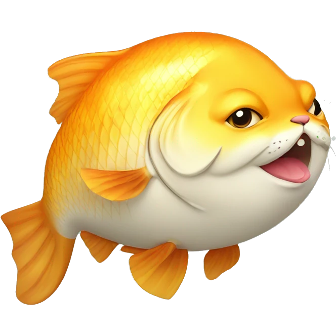 Fat Cat eating golden fish emoji