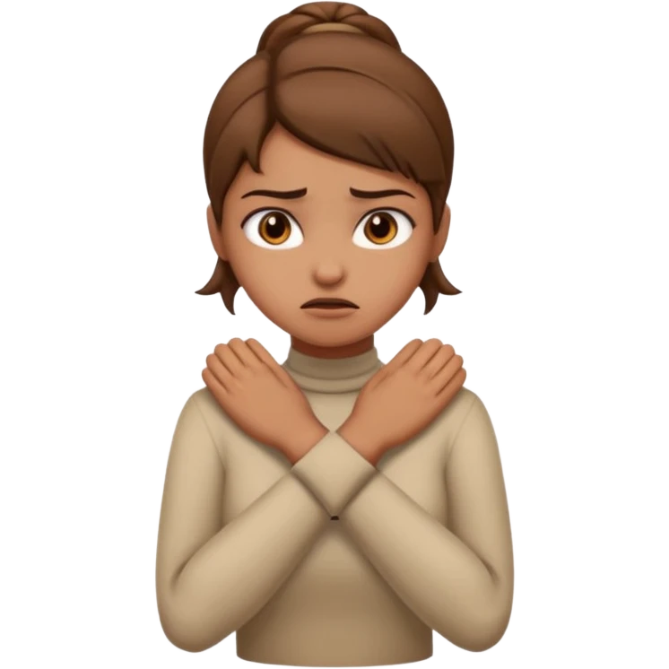 light brown girl crossed hands grabbing neck angry fave  emoji