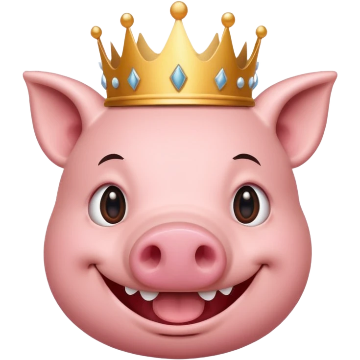 PIG SMILE LIKE CHARK FACE WITH CROWN  emoji