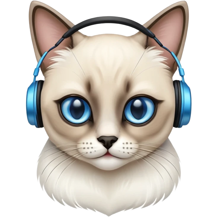 Siamese with earphones  emoji