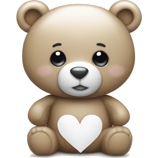 white heart, teddy bear emoji