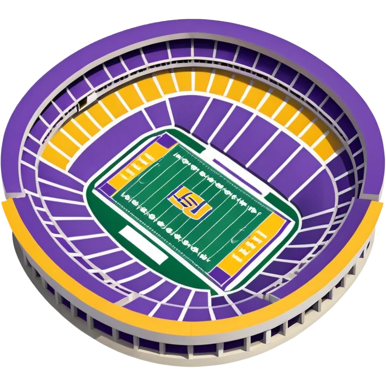 Tiger Stadium LSU football stadium emoji, oval shape, purple and gold seating, small football on field emoji