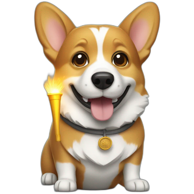a corgi holding a torch like the statue of liberty emoji
