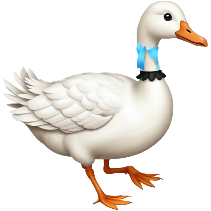 Make me an emoji of a goose that is running towards something. Also make it white. Make it have a very long neck like geese do. emoji