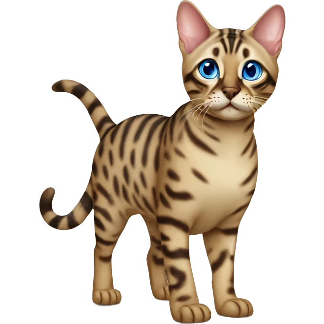 Seal Bengal cat with Blue eyes standing emoji