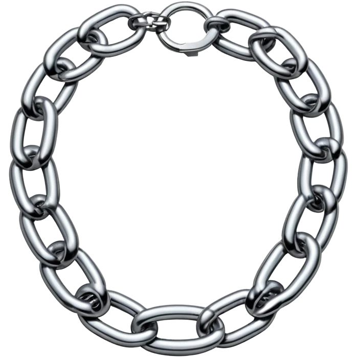 A thick luxury chain emoji made of liquid silver chrome, smooth rounded links, glossy metallic reflections, heavy swag aesthetic, minimalistic iOS emoji style, centered, clean white background emoji