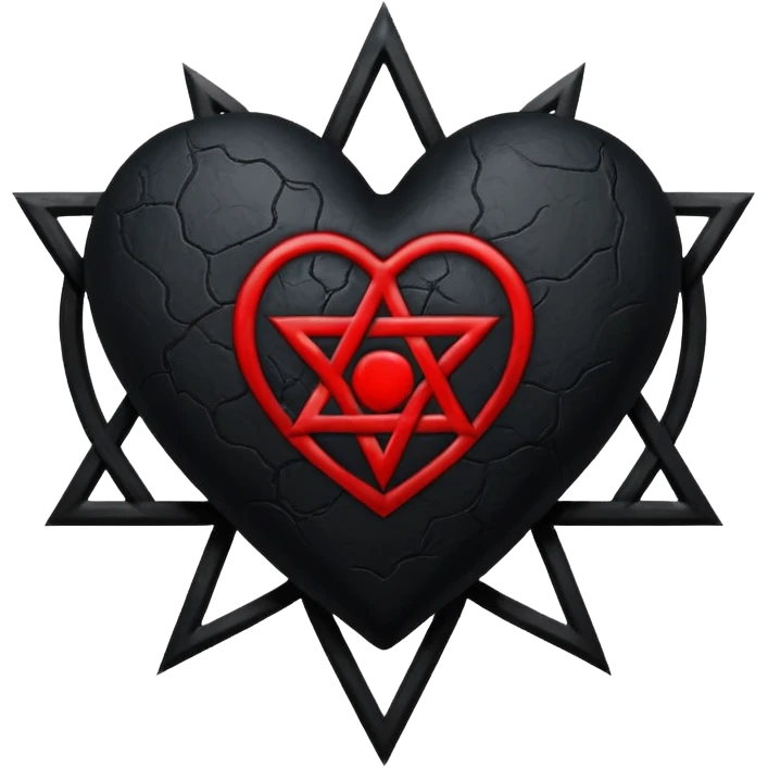 goth heart with a pentagram emoji