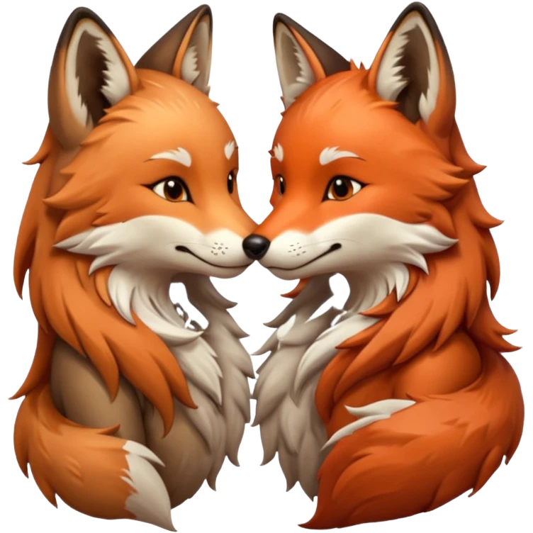 Fox and wolf kissing emoji