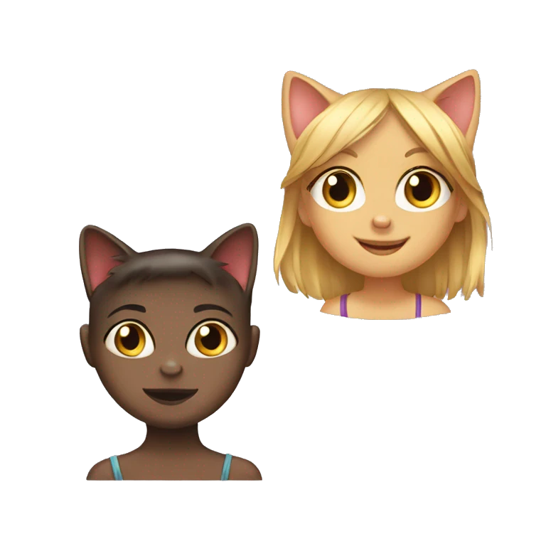 One cat and one girl emoji