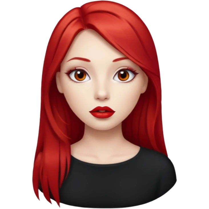 una chica con los labios y los ojos maquillados, de piel blanca con el pelo liso y largo y pelirrojo emoji