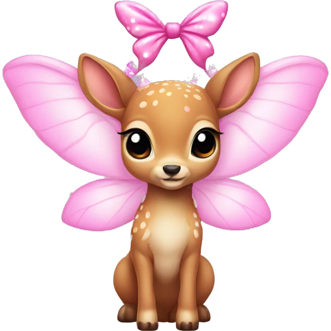baby deer with fairy wings and a pink bow around its neck  emoji