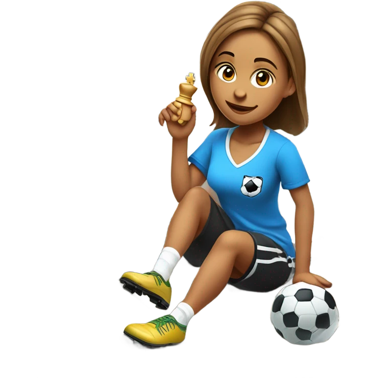 Girl playing chess and soccer at same time  emoji