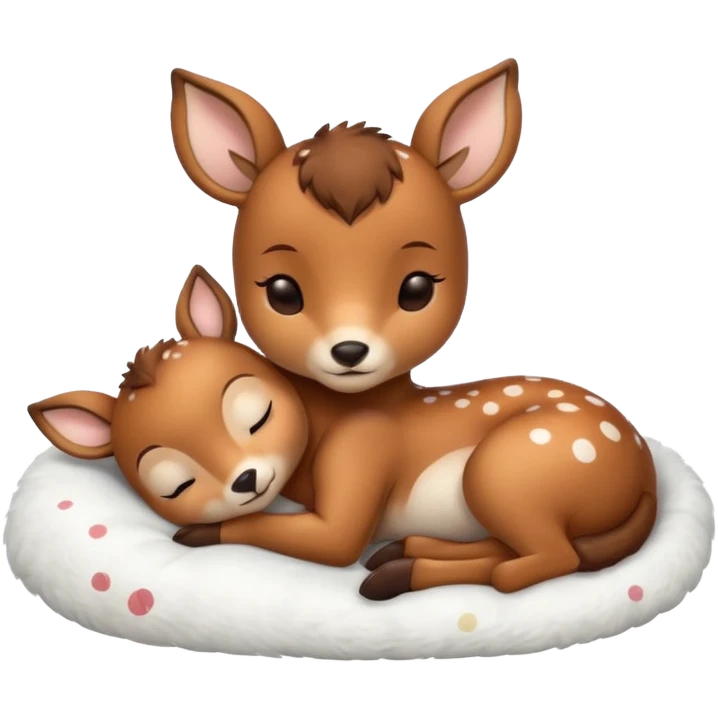 Cute Baby Deer sleeps in Bed emoji