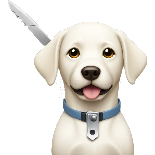 white lab holding a knife emoji