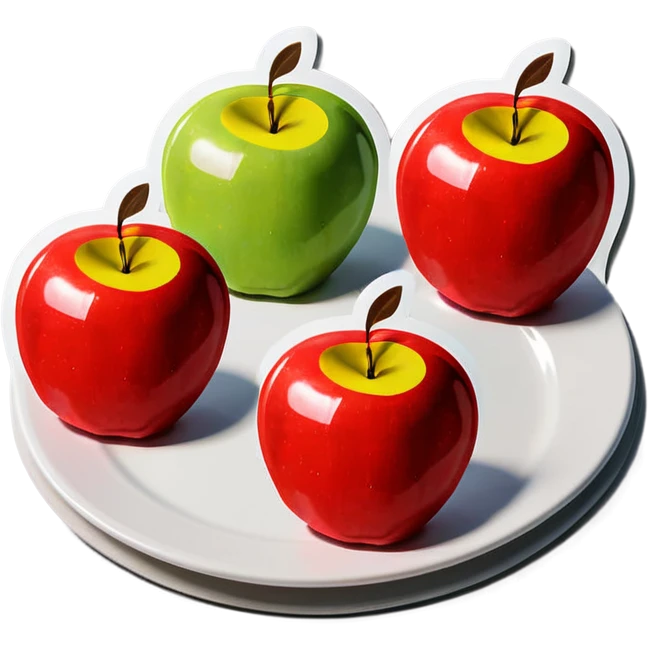 All Six apples, side-by-side, sit on a plate emoji