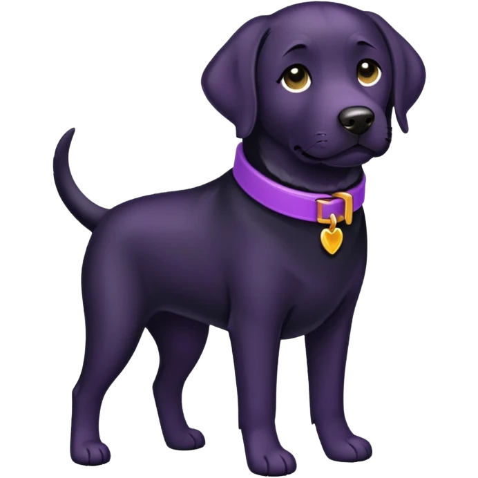 Black lab wearing purple collar emoji