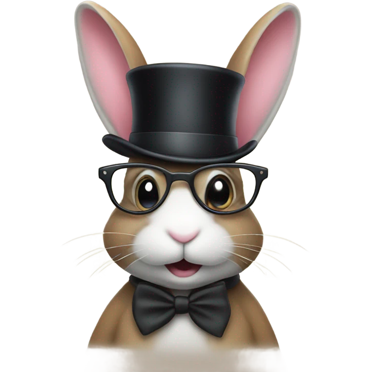 Bunny wearing a top hat with glasses emoji