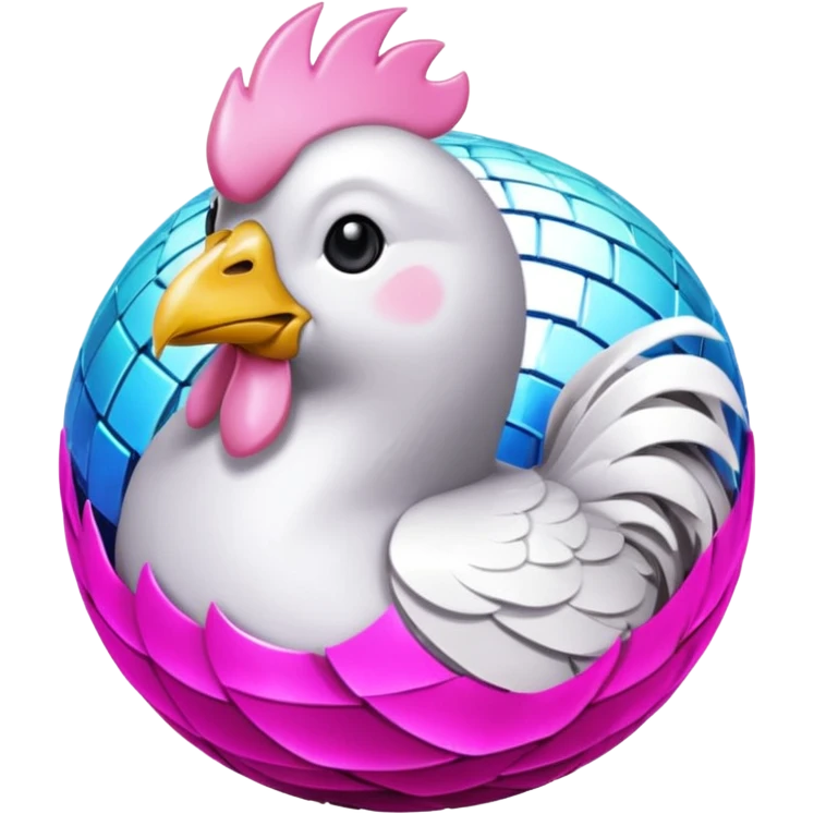 boule disco à facette et poule emoji