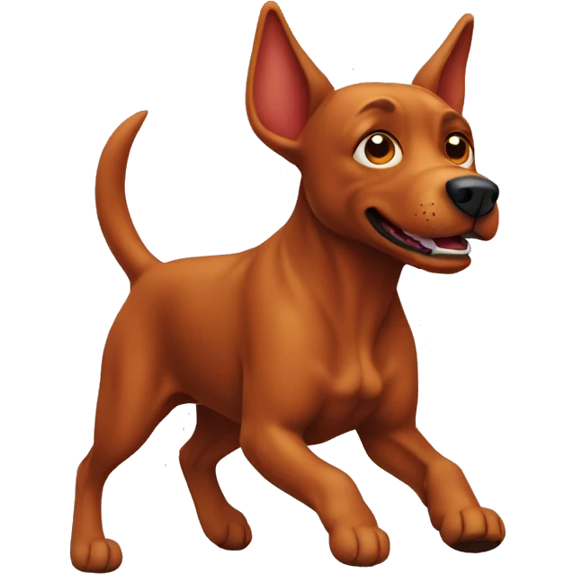 solid red dog with pointed ears running emoji