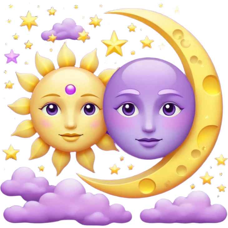 lilac sun and moon emoji
