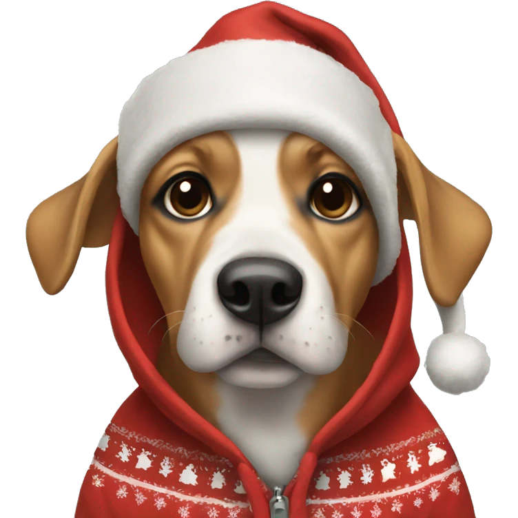 Dog wearing a Christmas hoodie emoji