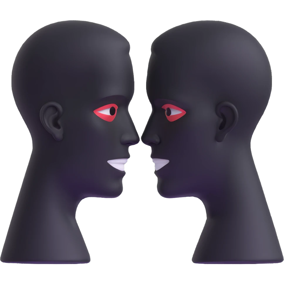two speaking heads facing each other emoji