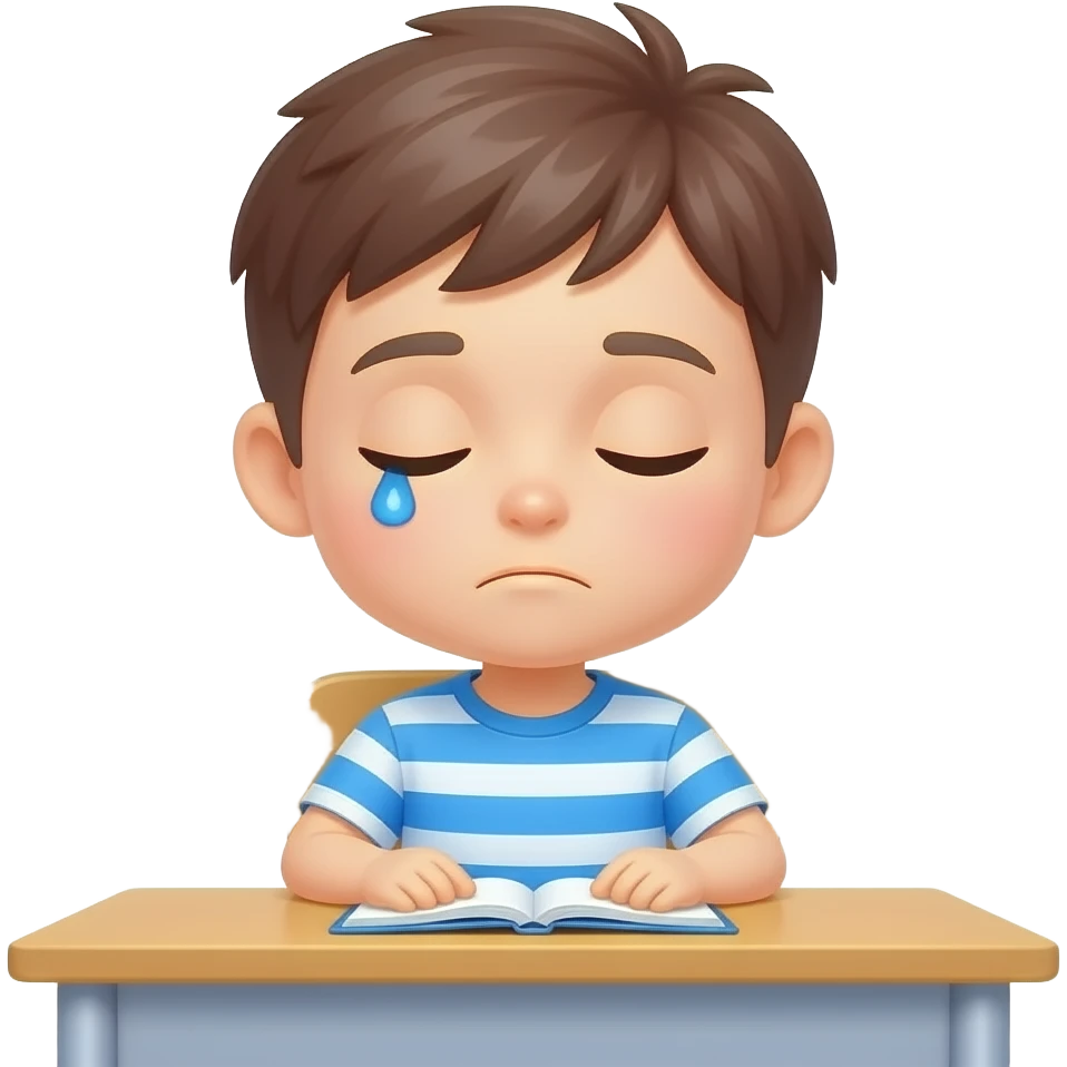 sleepy kid sitting at the desk emoji