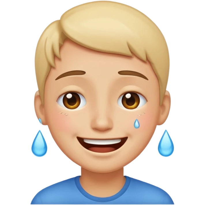 character with tears of joy, smiling and crying happily emoji