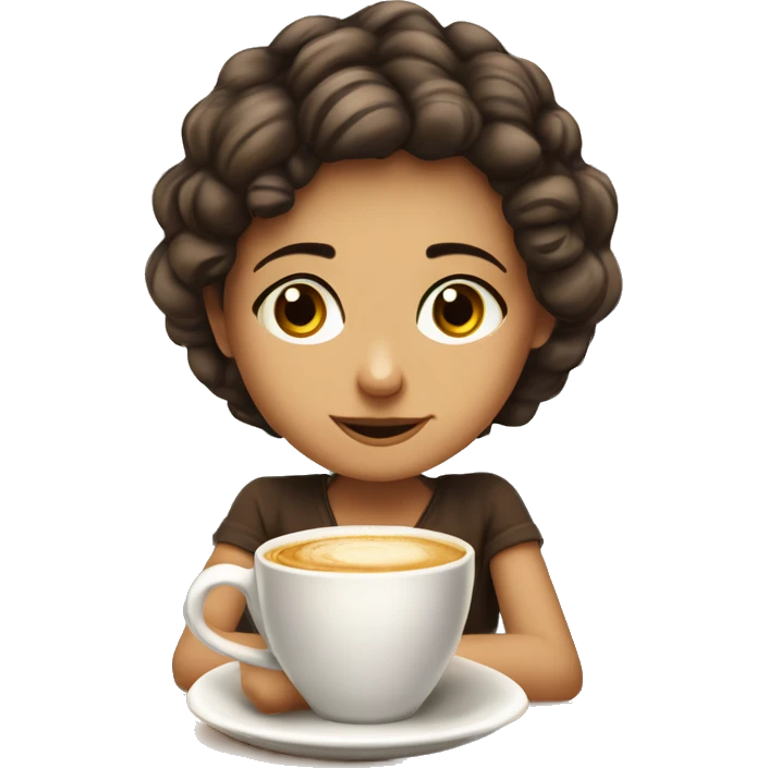 niña con pelo cafe  largo y lacio con volumen ojos cafes edad 12 conflicion delgada emoji
