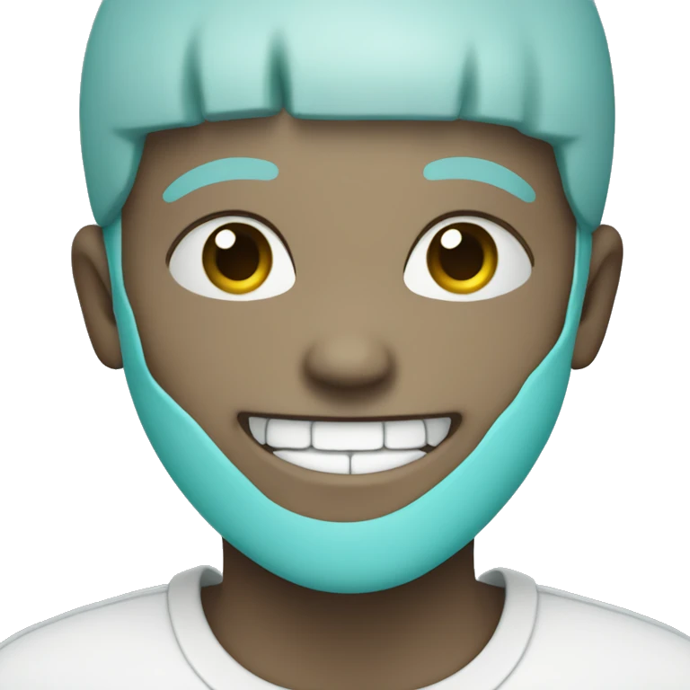 cyan colored smile e emoji
