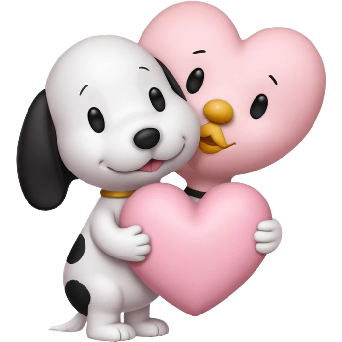 pastel pink heart with snoopy hugging woodstock in it emoji