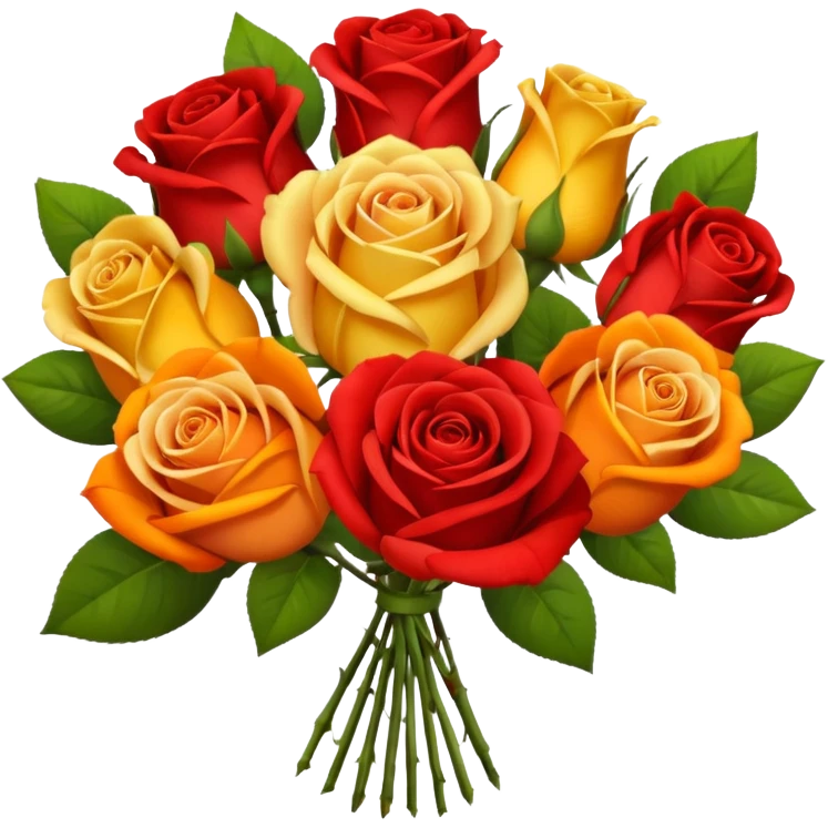 boquete of red orange n yellow roses emoji