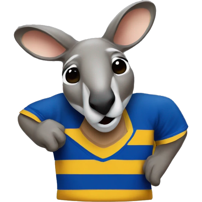 kangaroo-playing NRL - blue and gold shirt emoji