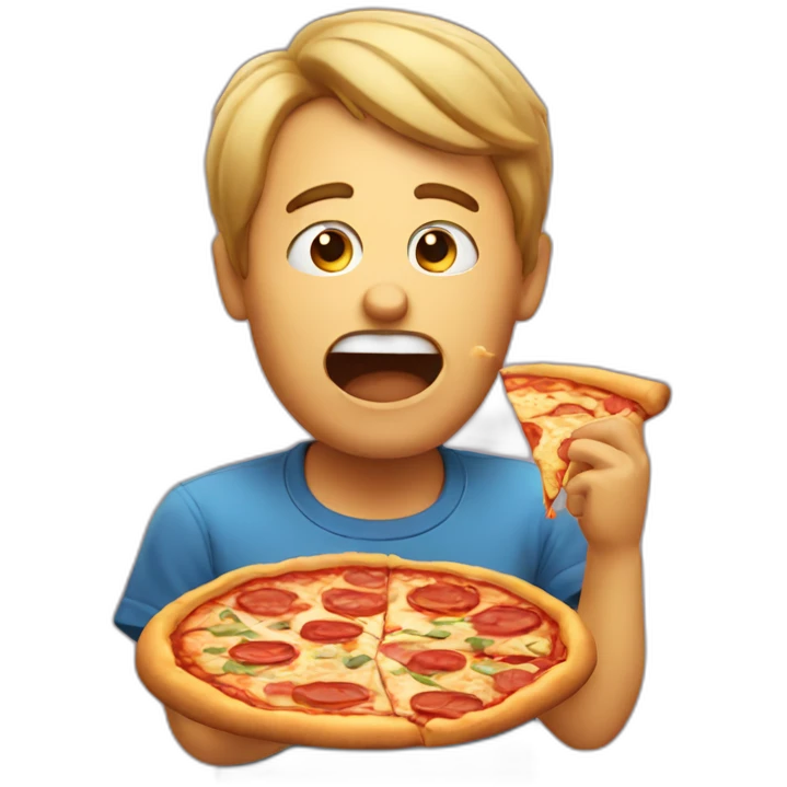 drunk dude eating pizza emoji