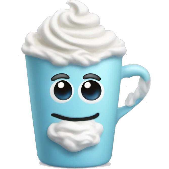 pastel blue coffee with whipped cream emoji