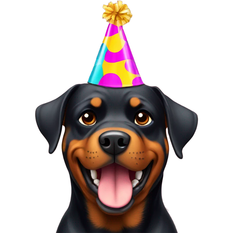 Rottweiler wearing a party hat  emoji