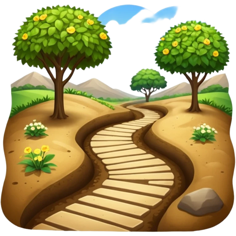 A nature pathway with sunlight emoji