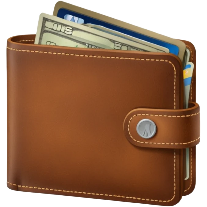 portefeuille marron avec pleins de billet et carte bancaire emoji