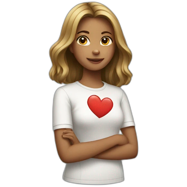 Girl with shoulder length hair showing heart emoji