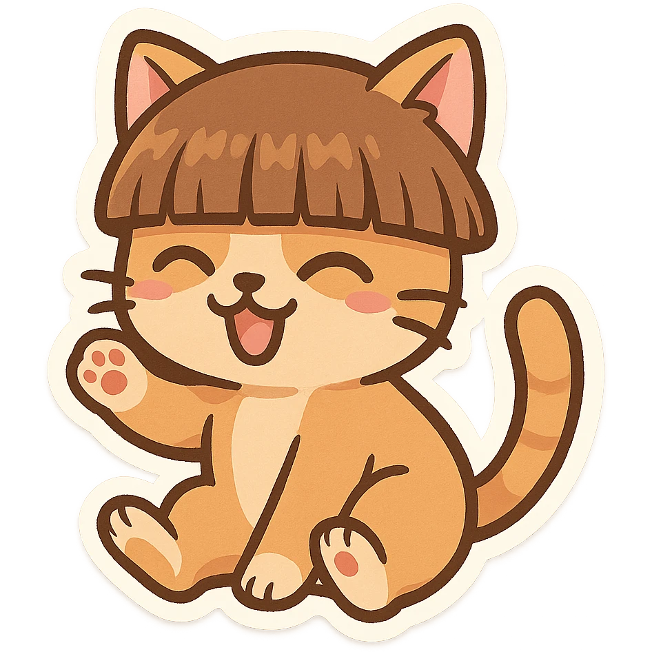playful and quirky cat with an odd haircut emoji