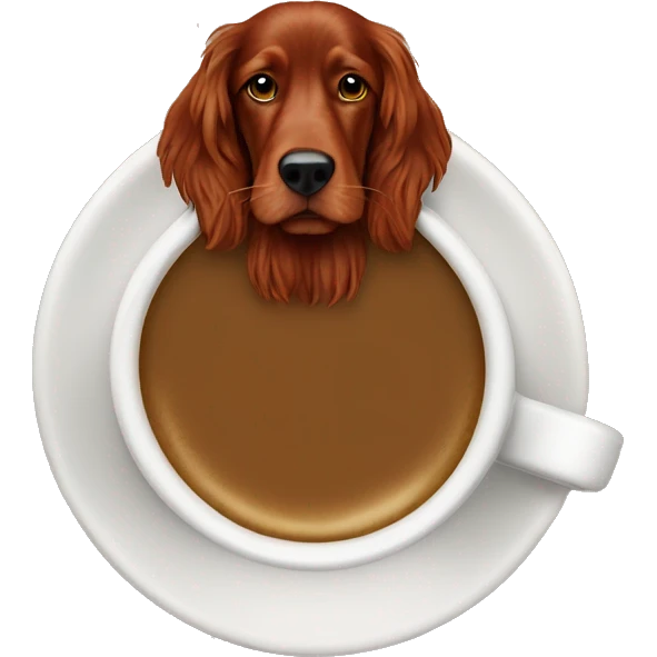 Irish setter with coffee emoji