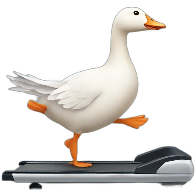 Goose running on a treadmill emoji