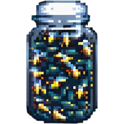 pixel art of fireflies in a jar, retro video game style, glowing effect emoji