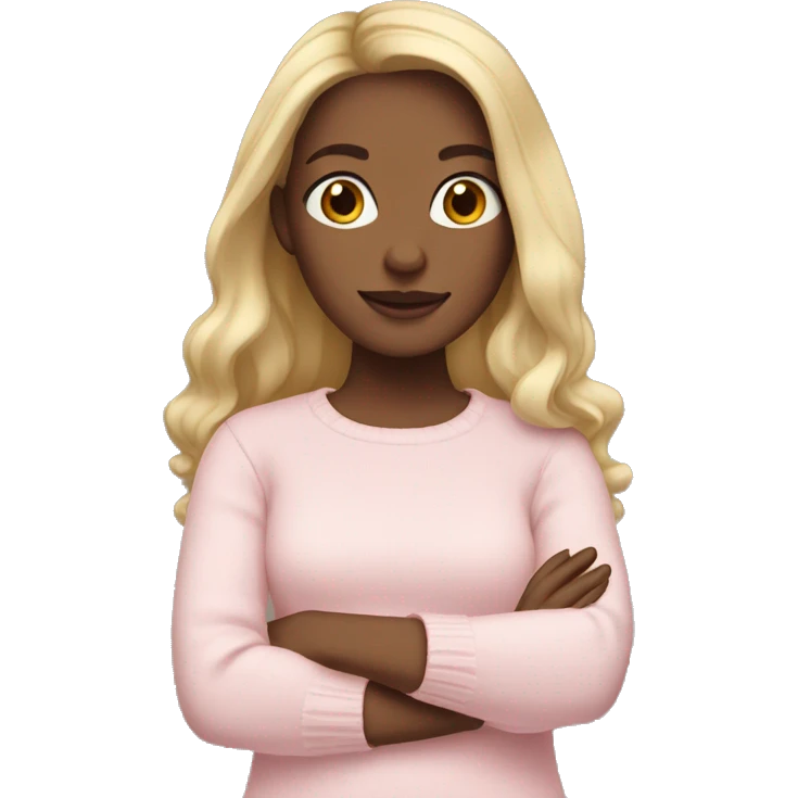 Girl with dark blonde hair wearing pale pink sweater emoji