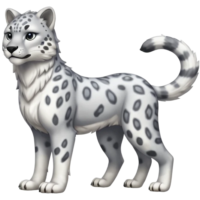 "Schnolf"-Snow-leopard-wolf-hybrid-fusion-animal-creature, full body emoji