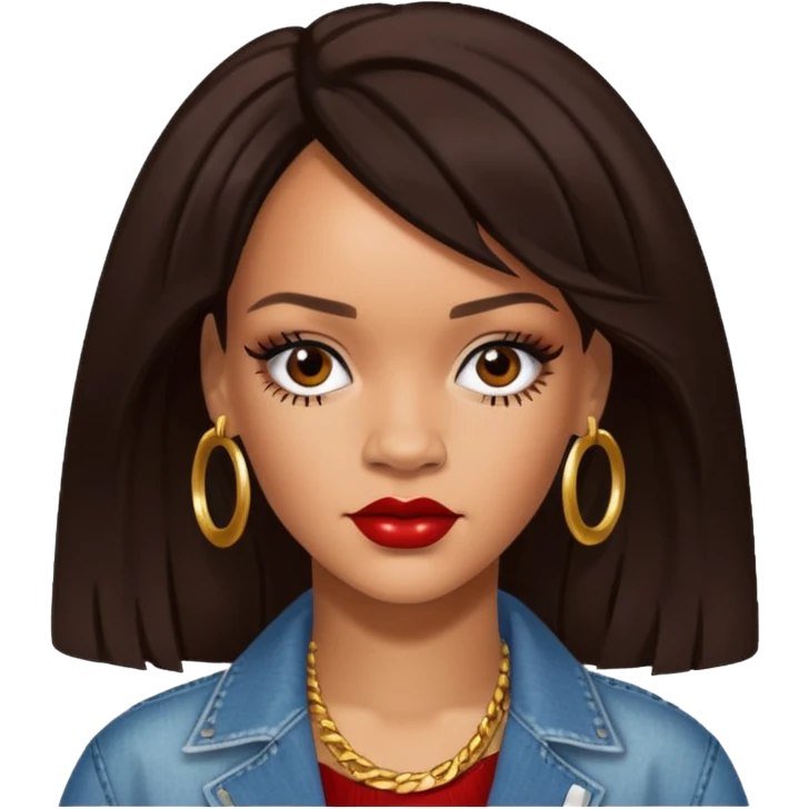 Rihanna with dark brown hair emoji