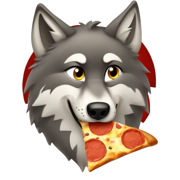 Wolf eating pizza  emoji